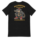 Alligator Alcatraz shirt featuring a gator in a hoodie with chains, red sneakers, and 'Everglades FL' text.