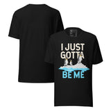I Just Gotta Be Me Penguin Quote Retro Unisex T-Shirt featuring penguins on ice with motivational text.