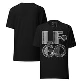 LF*GO Funny Retro Unisex T-Shirt featuring bold distressed typography on a black background.