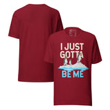 I Just Gotta Be Me Penguin Quote Retro Unisex T-Shirt featuring penguins on ice in a bold design.