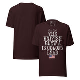 The British Blew a 13 Colony Lead Retro Unisex T-Shirt with distressed vintage typography and American flag design.