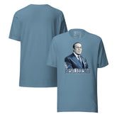 Berlusconi Retro Unisex T-Shirt featuring illustrated portrait of Silvio Berlusconi in vintage style.
