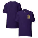 CAL FIRE Forestry & Fire Protection Retro Unisex T-Shirt in purple with gold block lettering.