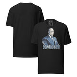Berlusconi Retro Unisex T-Shirt featuring an illustrated portrait of Silvio Berlusconi on a black background.