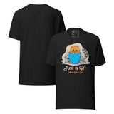 Just a Girl Who Loves Cats Cute Unisex T-Shirt featuring a cute cartoon cat design on a black tee.