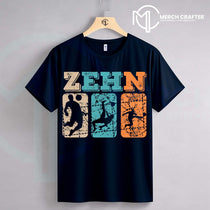 T-Shirt Designs für Deutsch merch by amazon featuring the word 'ZEHN' with sports silhouettes in vibrant colors.
