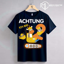 Achtung Ich Bin T-Shirt Designs für Deutsch merch by amazon with cartoon animals and construction theme.