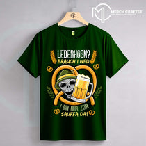 T-Shirt Designs für Deutsch merch by amazon featuring skull, pretzel, and beer in a fun German theme.
