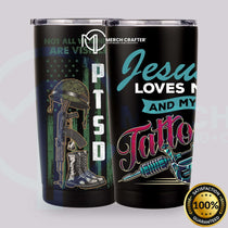 Custom Tumbler Designs for Merch by Amazon featuring military and tattoo themes.