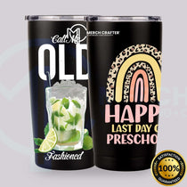 Custom Tumbler Designs for Merch by Amazon featuring a colorful design with cocktails and playful phrases.