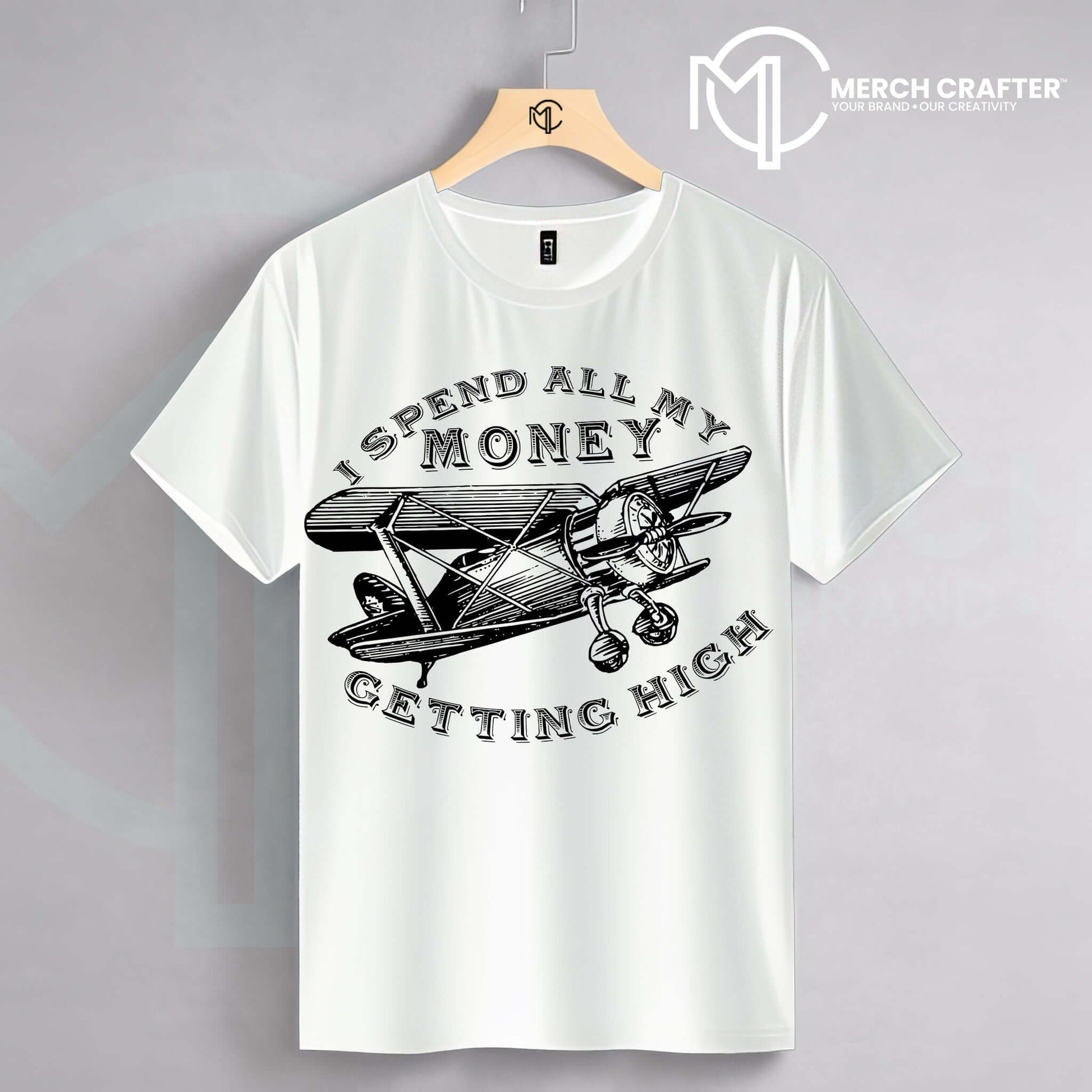 I_Spend_All_My_Money_Getting_High_Pilot_Airplane.jpg for print-on-demand by Merch Crafter™