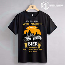T-Shirt Designs für Deutsch merch by amazon featuring Wohnmobil and Bier-themed graphics.