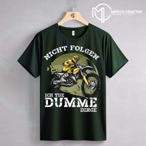 T-Shirt Designs für Deutsch merch by amazon featuring a motorcycle graphic and bold text.