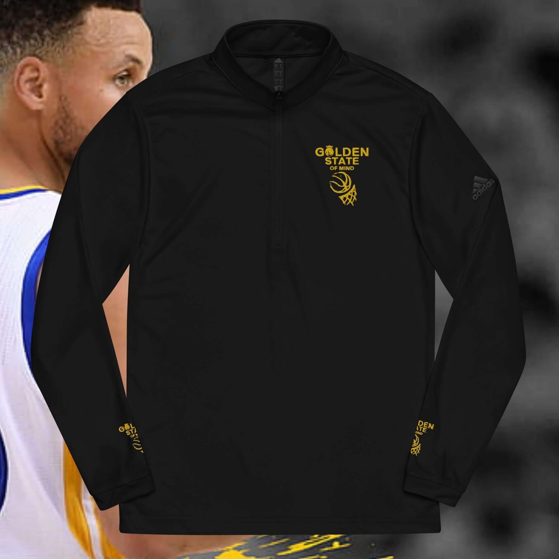 Golden State Warriors Original Adidas Quarter Zip Pullover - Embroidered