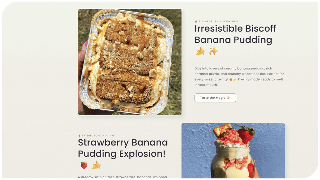 Delicious Biscoff banana pudding with layers of banana and cookie crumble, tempting dessert option.