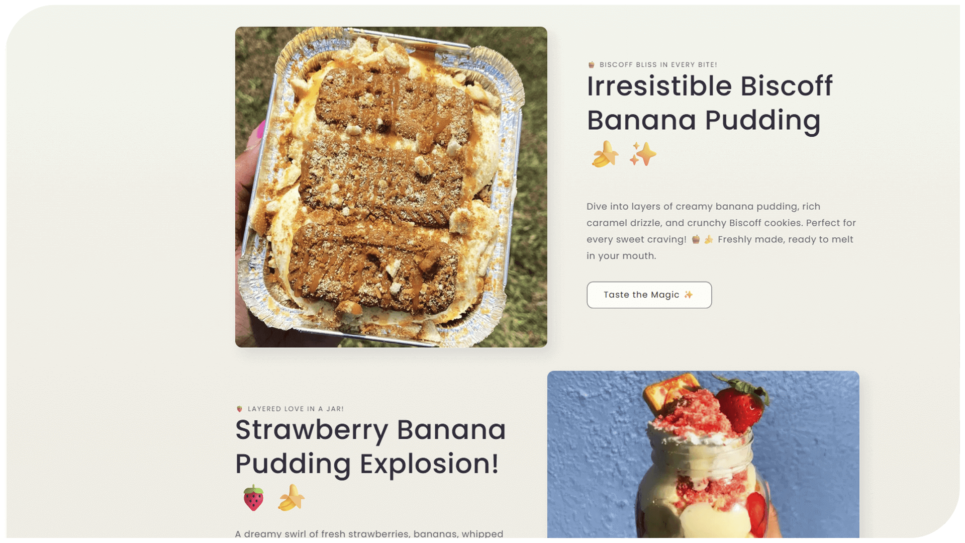 Delicious Biscoff banana pudding with layers of banana and cookie crumble, tempting dessert option.