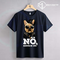 T-Shirt Designs für Deutsch merch by amazon featuring a cool dog wearing sunglasses and a leather jacket with the text NO, einfach NO.