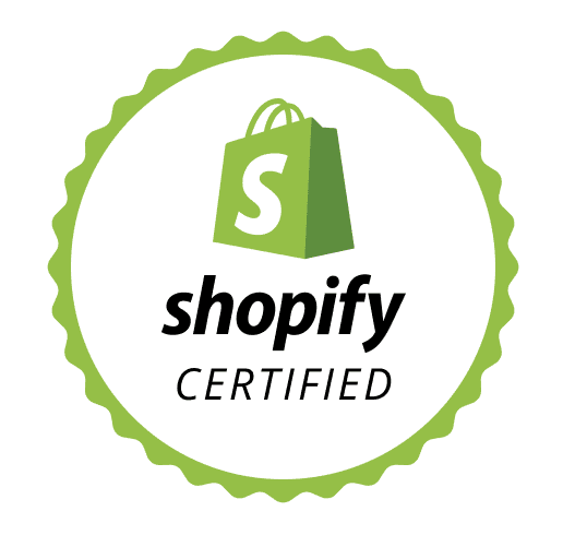 Shopify Certified badge featuring a green shopping bag and the word 'Certified' beneath it.