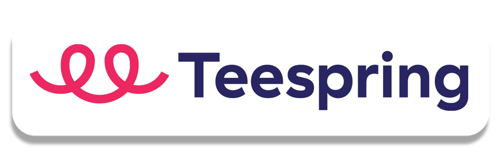 Teespring logo featuring a pink double-loop design and bold navy text, ideal for custom merchandise.