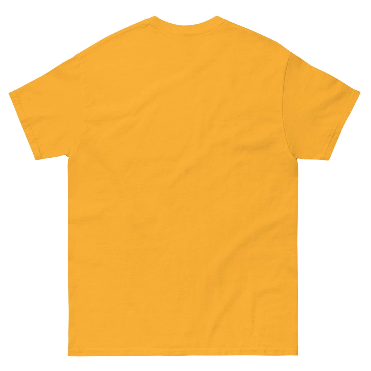 Back view of a yellow unisex classic t-shirt, perfect for showcasing custom designs like Skibidi Rizzmas.