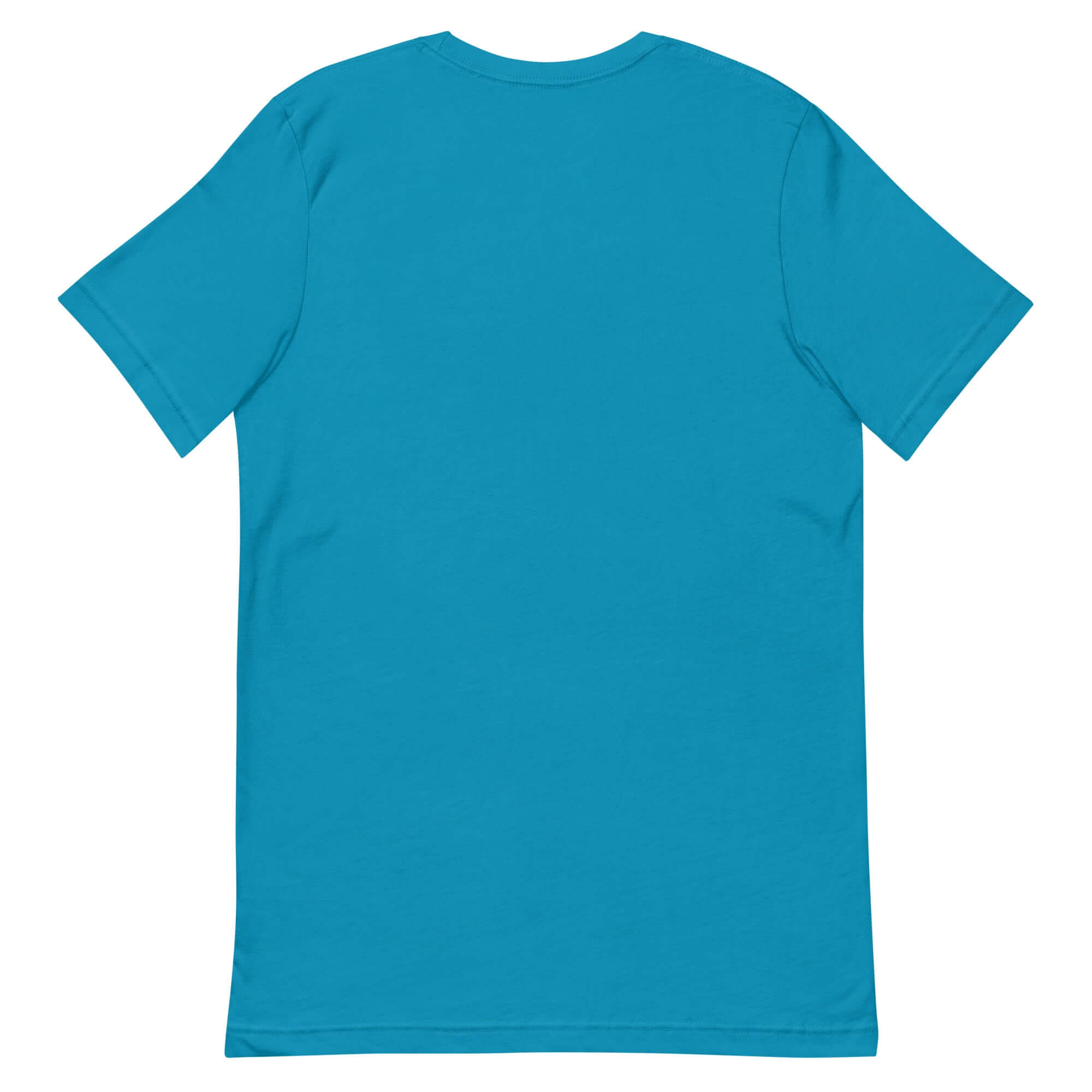 Back view of the Protect the Dolls unisex t-shirt in vibrant blue, promoting feminine strength and empowerment.