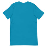 Back view of the Protect the Dolls unisex t-shirt in vibrant blue, promoting feminine strength and empowerment.