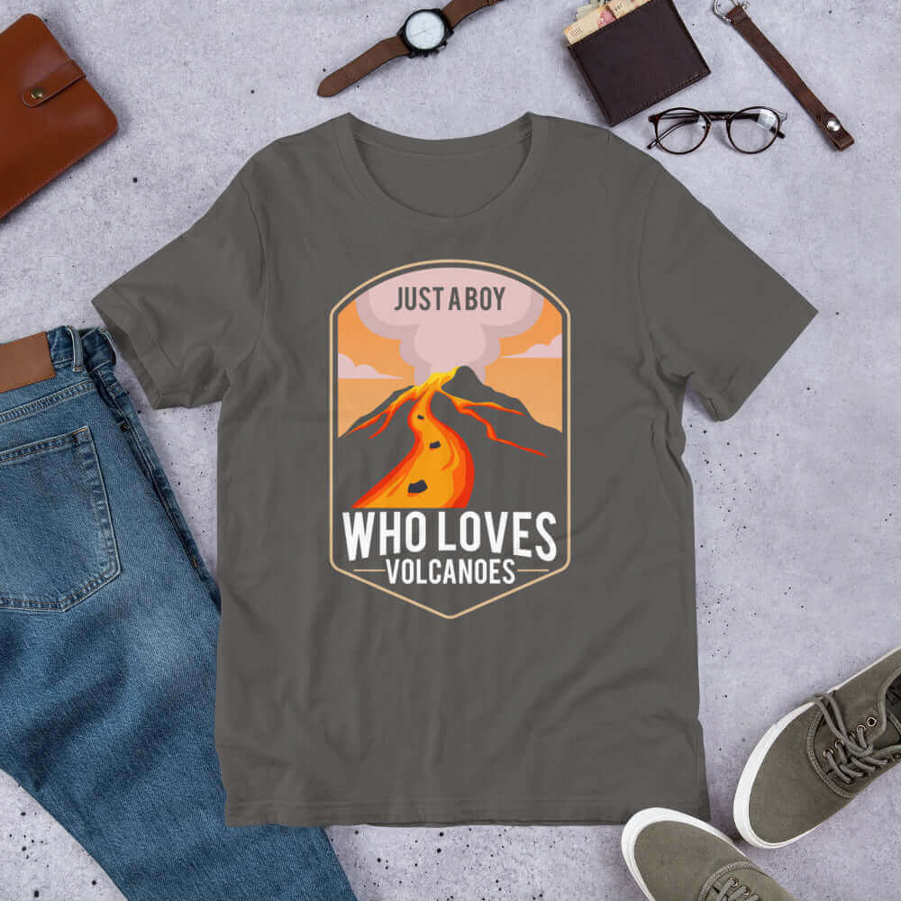 Just a Boy Who Loves Volcanoes t-shirt