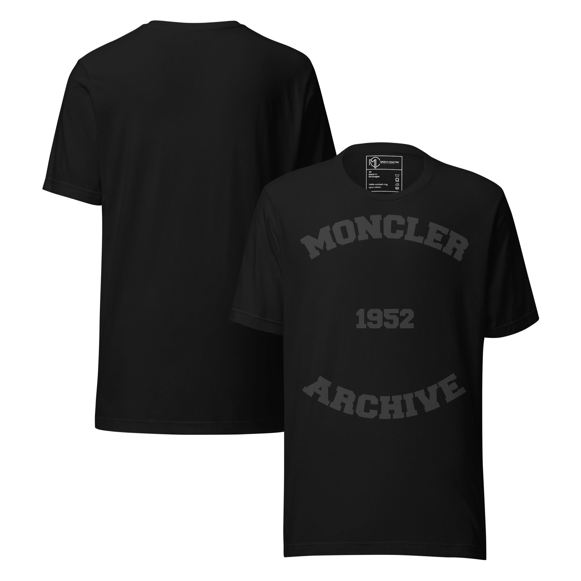 Moncler Archive 1952 black t-shirt showcasing minimalist design and premium quality.