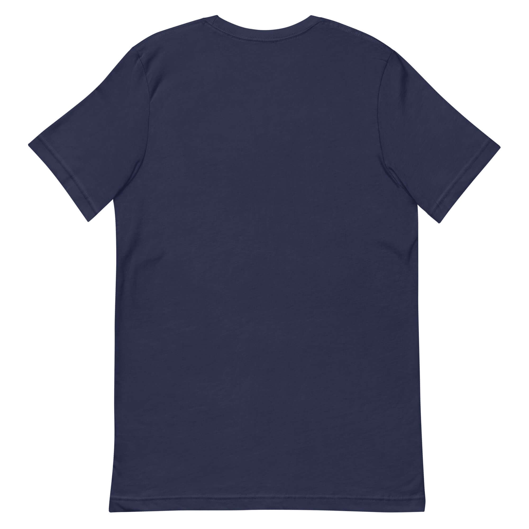 Back view of Gulf of Mexico Tribal Turtle t-shirt, solid navy color, perfect for ocean advocates and environmentalists.